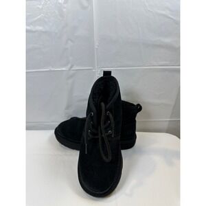 UGG‎ Neumel Kids Suede Lace Up Chukka Boots Black 1017320K